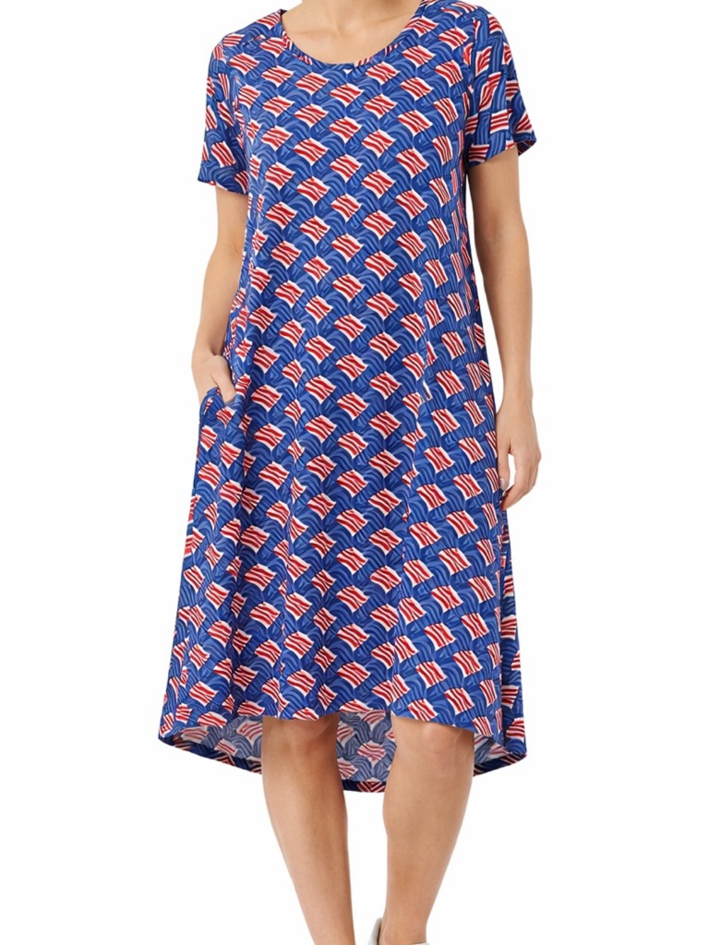 LuLaRoe Carly Dress Patriotic Flag Print Swing Dress
